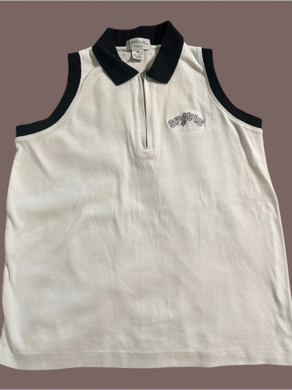Women’s Vintage San Antonio Spurs Antigua Sleeveless Polo Tank Top